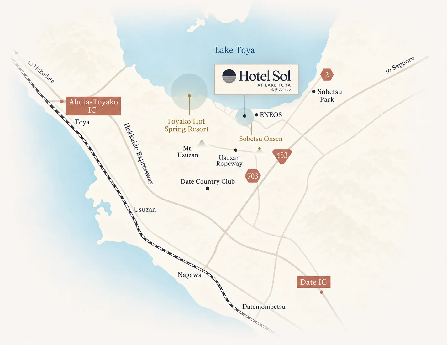Map to Hotel Sol at Lake Toya